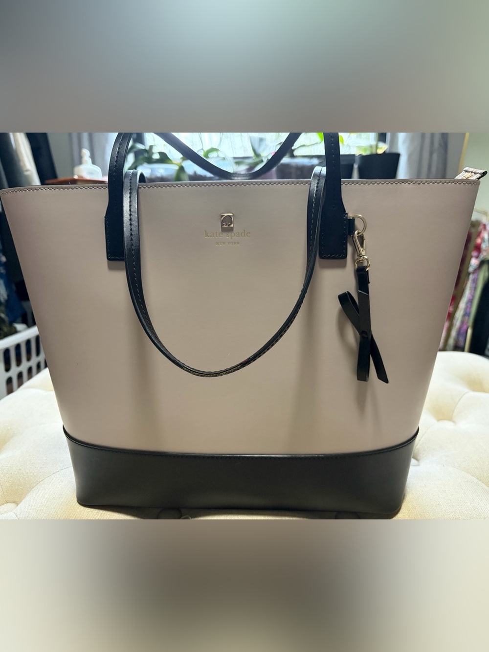 Kate Spade Two-Tone Pinkish Cream and Black Tote